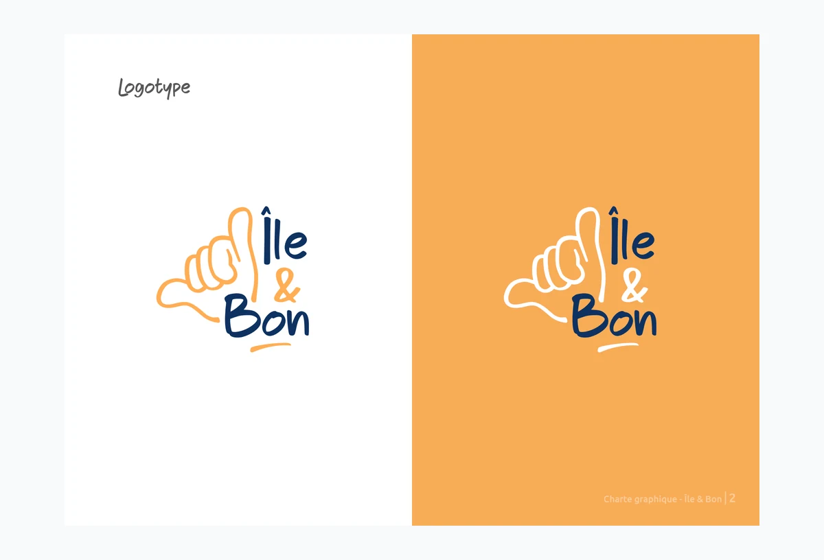 Logotype Île & Bon sur fond blanc et orange