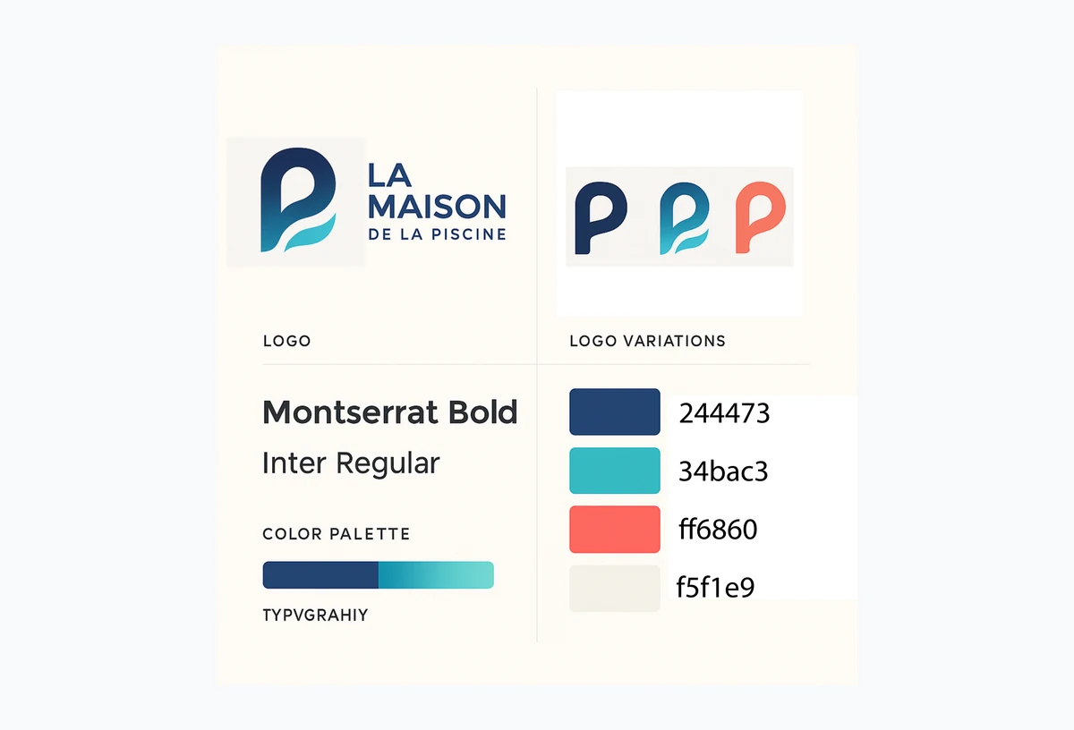 Charte La Maison de la Piscine : logo, symbole, couleurs et typographies