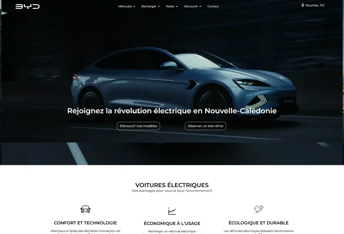Accueil BYD avec véhicule électrique et accès aux essais