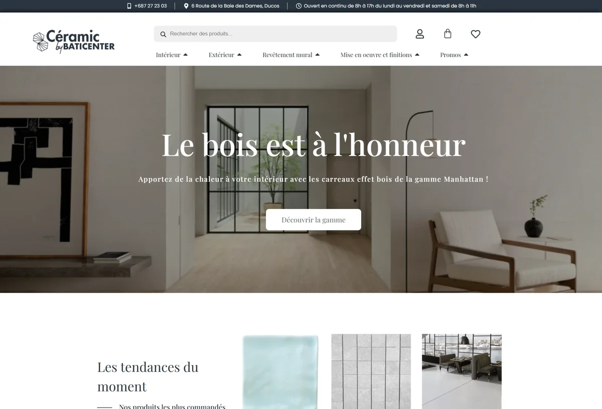 Accueil Ceramic avec carrelage effet bois dans un intérieur aménagé