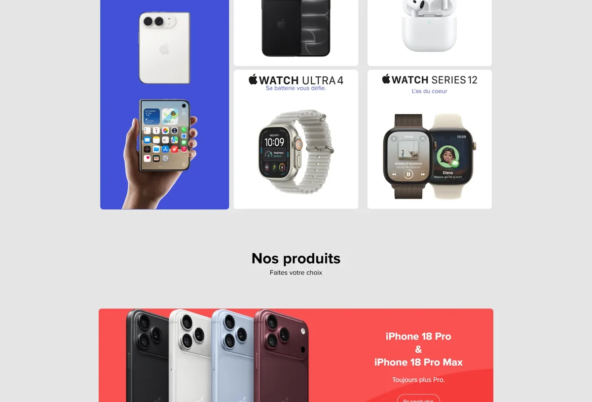 Sélection d’iPhone, d’Apple Watch et d’accessoires dans le catalogue iStore