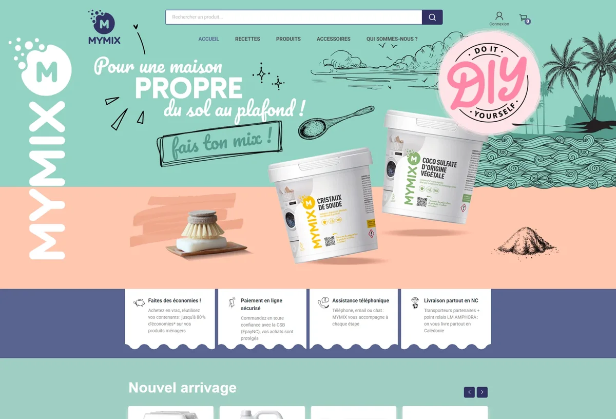 Accueil MyMix présentant les ingrédients pour produits ménagers faits maison