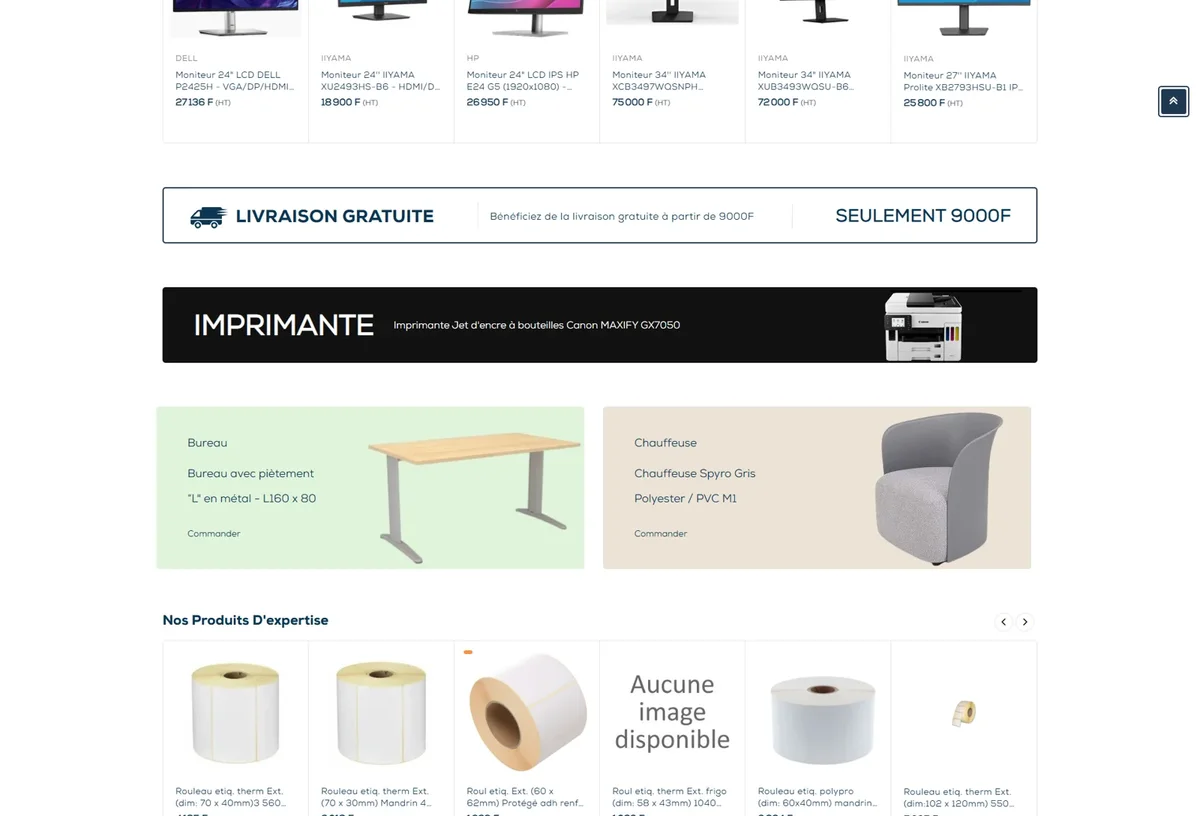 Sélection de mobilier et fournitures avec prix dans la boutique Office Store
