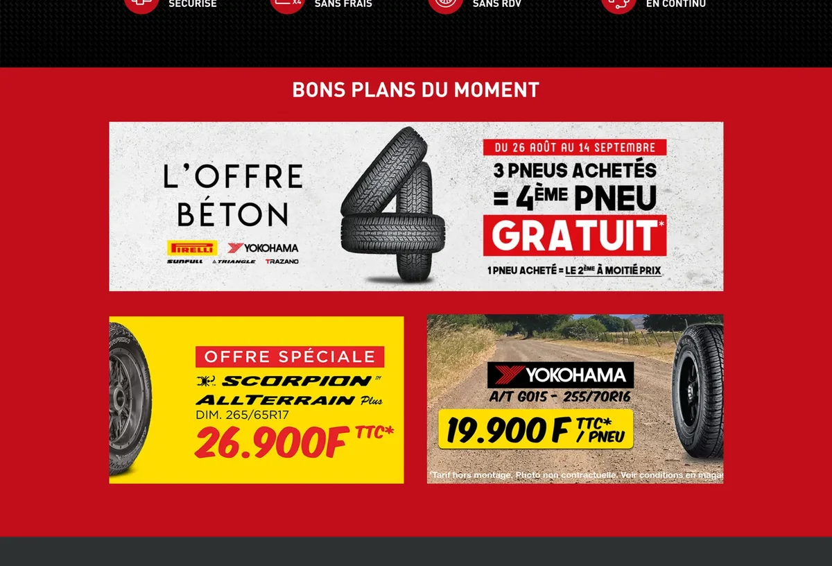 Promotions SGIA sur une sélection de pneumatiques