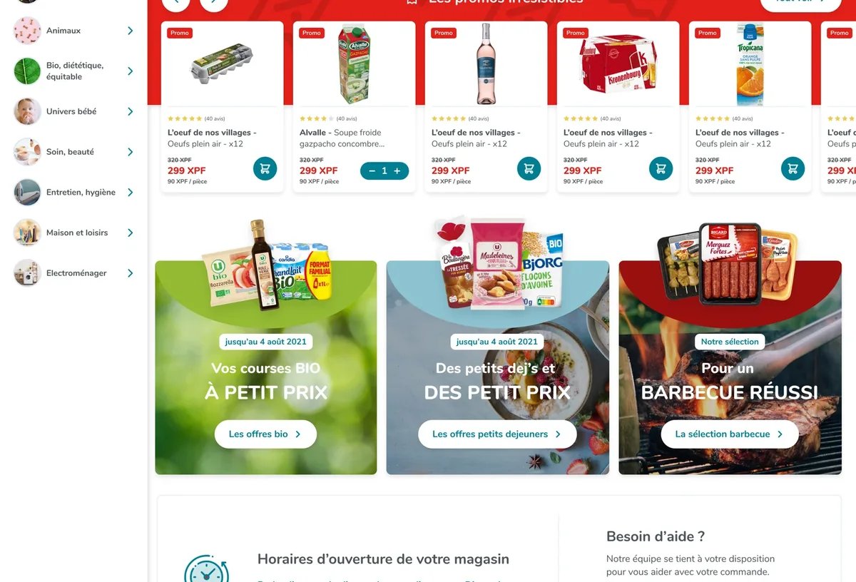 Rayons et offres U Drive pour les courses, les petits prix et le barbecue