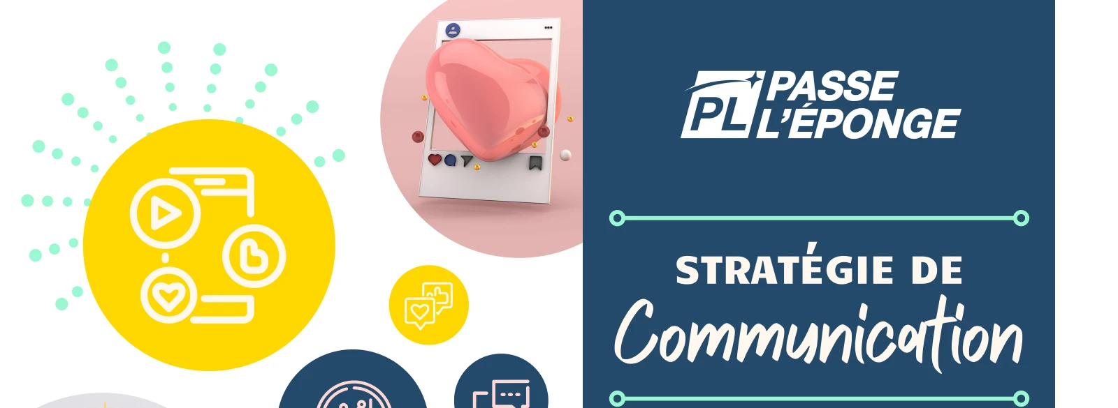 Marque Passe l’Éponge et titre du support de stratégie de communication